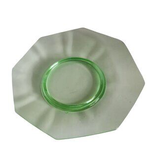 4pc Octagon Vaseline Glass 7.25” Salad Plates  READ